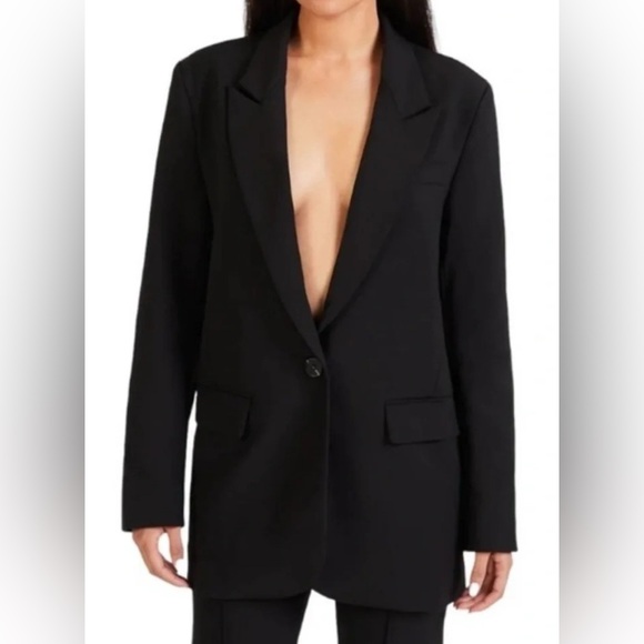 Because of Alice BOA Black Boyfriend Oversized Single Breasted Blazer Medium NEW - Picture 1 of 6